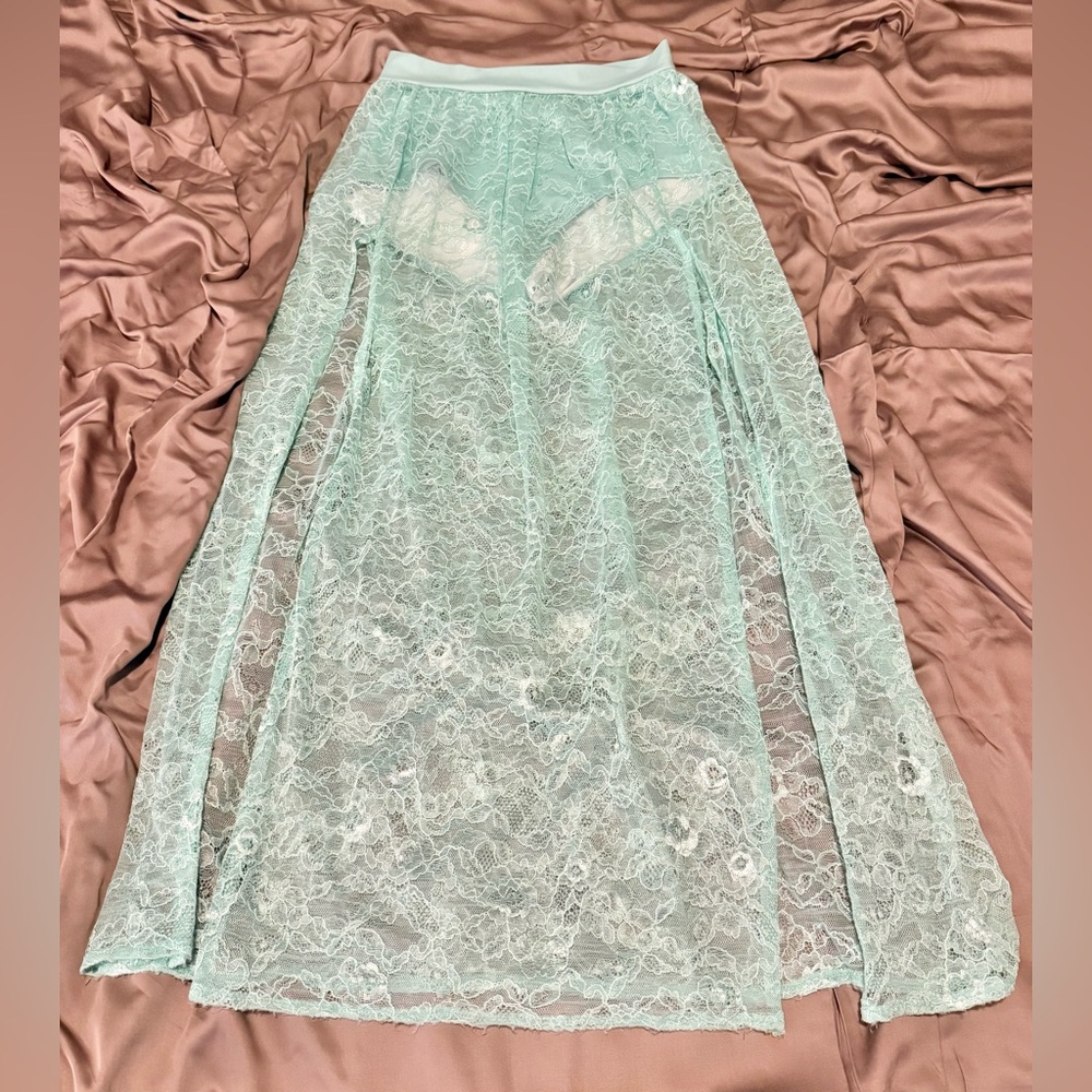 RARE BlackMilk Mint Lace Maxi Skirt w/ Built in Bottoms